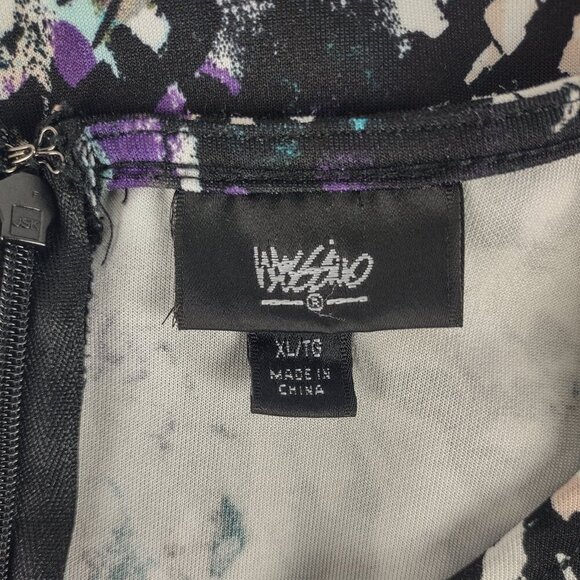 Mossimo Black, Purple, Cream, Abstract Sleeveless Stretch Back Zip Midi Dress XL - Picture 11 of 12